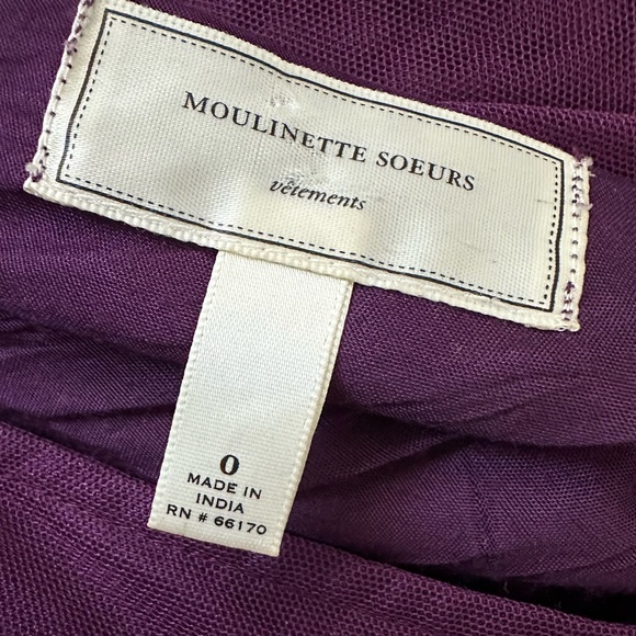 Anthropologie 'Tickled Plum Silk Dress' by Moulinette Soeurs Size 0 - Picture 4 of 5